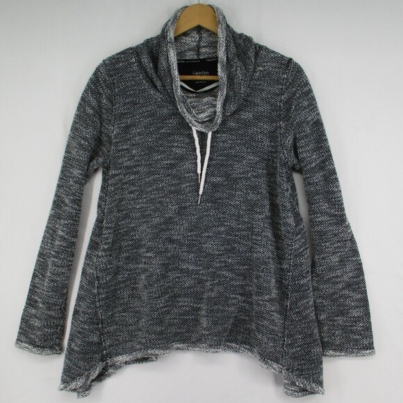 L Calvin Klein Performance Sharkbite Terry Cowl Neck Top Grey Long Sleeve - Picture 5 of 6